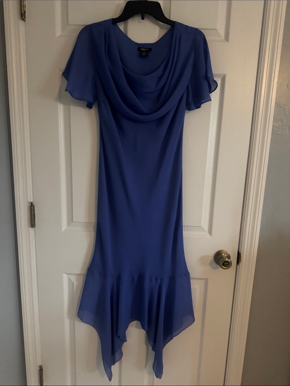 Royal Blue Cowl Neck Chiffon Maxi Dress